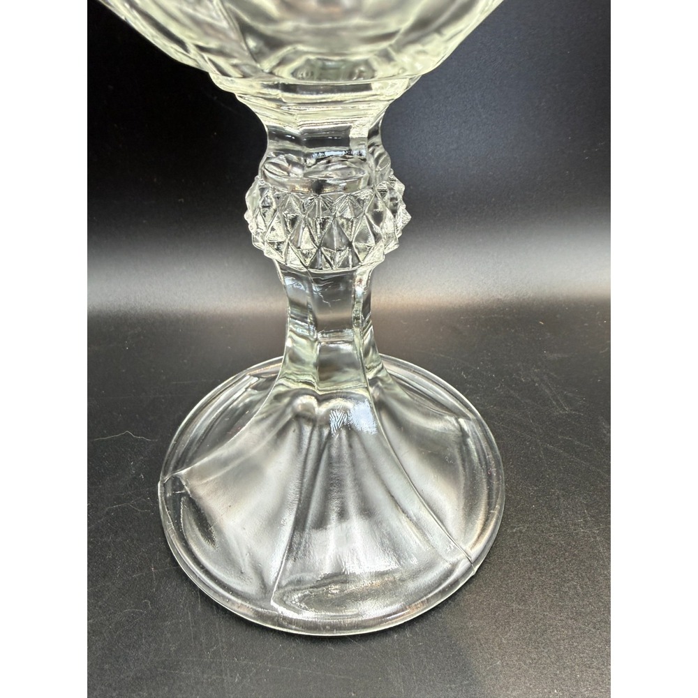 Vtg Indiana Glass 15.75 in Diamond Point Lidded Apothecary Jar Chalice Orig Box - Picture 5 of 8
